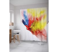 Штора (занавеска) для ванной JoyArty "Радужный попугай" из сатена, 180х200 см с крючками, sc_14977