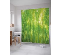 Штора (занавеска) для ванной JoyArty "Бескрайний бамбуковый лес" из сатена, 180х200 см с крючками, sc_13730