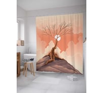 Штора (занавеска) для ванной JoyArty "Облачное дерево" из сатена, 180х200 см с крючками, sc_14962