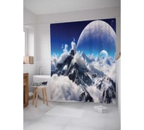 Штора (занавеска) для ванной JoyArty "Горные высоты" из сатена, 180х200 см с крючками, sc_12933