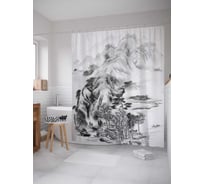 Штора (занавеска) для ванной JoyArty "Природная композиция" из сатена, 180х200 см с крючками, sc_14932