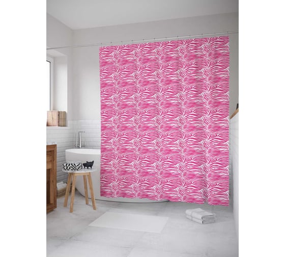 Штора (занавеска) для ванной JoyArty "Нежные волны" из сатена, 180х200 см с крючками, sc_12967 1