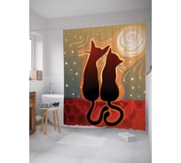 Штора (занавеска) для ванной JoyArty "Мечтающие коты" из сатена, 180х200 см с крючками, sc_14815
