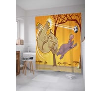 Штора (занавеска) для ванной JoyArty "Африканский футбол" из сатена, 180х200 см с крючками, sc_13708