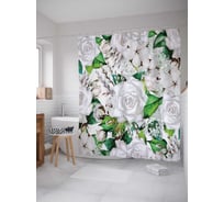 Штора (занавеска) для ванной JoyArty "Светлая цветочная композиция" из сатена, 180х200 см с крючками, sc_14765