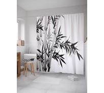 Штора (занавеска) для ванной JoyArty "Бамбуковая надежда" из сатена, 180х200 см с крючками, sc_13728