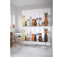 Штора (занавеска) для ванной JoyArty "Послушные псы" из сатена, 180х200 см с крючками, sc_14786