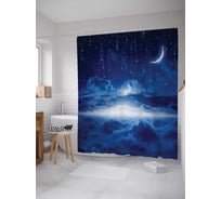 Штора (занавеска) для ванной JoyArty "Лунный полет" из сатена, 180х200 см с крючками, sc_12923