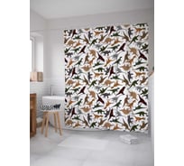 Штора (занавеска) для ванной JoyArty "Отряд динозавров" из сатена, 180х200 см с крючками, sc_12659