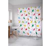 Штора (занавеска) для ванной JoyArty "Романтика у пернатых" из сатена, 180х200 см с крючками, sc_14285