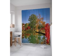 Штора (занавеска) для ванной JoyArty "Тихий став" из сатена, 180х200 см с крючками, sc_14127