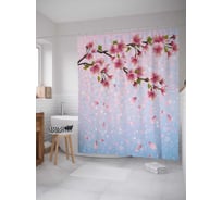 Штора (занавеска) для ванной JoyArty "Падающие лепестки" из сатена, 180х200 см с крючками, sc_14300