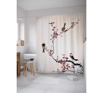 Штора (занавеска) для ванной JoyArty "Компания птиц" из сатена, 180х200 см с крючками, sc_14313