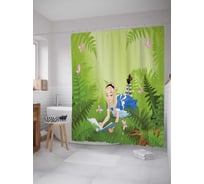Штора (занавеска) для ванной JoyArty "Алиса в зарослях" из сатена, 180х200 см с крючками, sc_14080