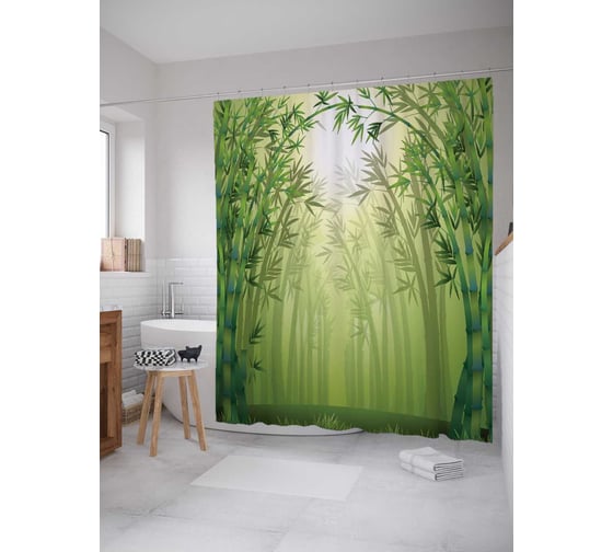 Штора (занавеска) для ванной JoyArty "Природная загадка" из сатена, 180х200 см с крючками, sc_13725 1