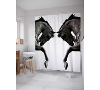 Штора (занавеска) для ванной JoyArty "Зеркальная лошадь" из сатена, 180х200 см с крючками, sc_14860
