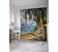 Штора (занавеска) для ванной JoyArty "На теплом песке" из сатена, 180х200 см с крючками, sc_1272