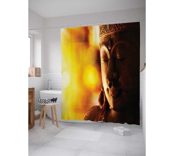 Штора (занавеска) для ванной JoyArty "Задумчивая фигура" из сатена, 180х200 см с крючками, sc_14873 1