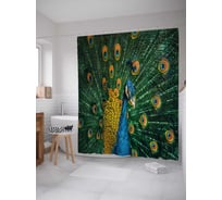 Штора (занавеска) для ванной JoyArty "Жар птица" из сатена, 180х200 см с крючками, sc_12583