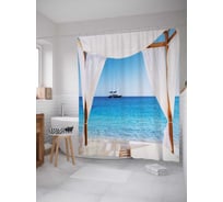 Штора (занавеска) для ванной JoyArty "Отдых на берегу моря" из сатена, 180х200 см с крючками, sc_16215
