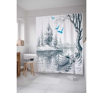 Штора (занавеска) для ванной JoyArty "Лодка в ожидании чуда" из сатена, 180х200 см с крючками, sc_16195