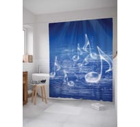 Штора (занавеска) для ванной JoyArty "Музыкальные пузыри" из сатена, 180х200 см с крючками, sc_16470