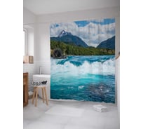 Штора (занавеска) для ванной JoyArty "Могучая река" из сатена, 180х200 см с крючками, sc_16201