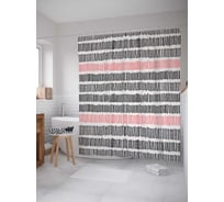 Штора (занавеска) для ванной JoyArty "Полосатый узор" из сатена, 180х200 см с крючками, sc_17951