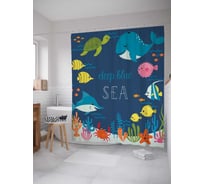 Штора (занавеска) для ванной JoyArty "Морские глубины" из сатена, 180х200 см с крючками, sc_15520