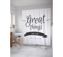 Штора (занавеска) для ванной JoyArty "Время для великих вещей" из сатена, 180х200 см с крючками, sc_11095