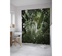 Штора (занавеска) для ванной JoyArty "Заросли в джунглях" из сатена, 180х200 см с крючками, sc_11422