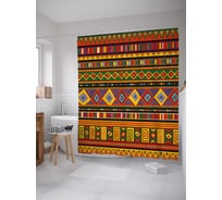 Штора (занавеска) для ванной JoyArty "Странственные узоры" из сатена, 180х200 см с крючками, sc_29541