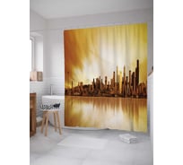 Штора (занавеска) для ванной JoyArty "Город на берегу" из сатена, 180х200 см с крючками, sc_11227
