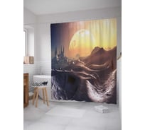 Штора (занавеска) для ванной JoyArty "Солнечный рельеф" из сатена, 180х200 см с крючками, sc_12918