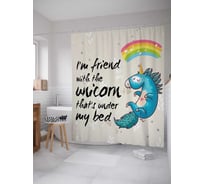 Штора (занавеска) для ванной JoyArty "Единорог над кроватью" из сатена, 180х200 см с крючками, sc_15530