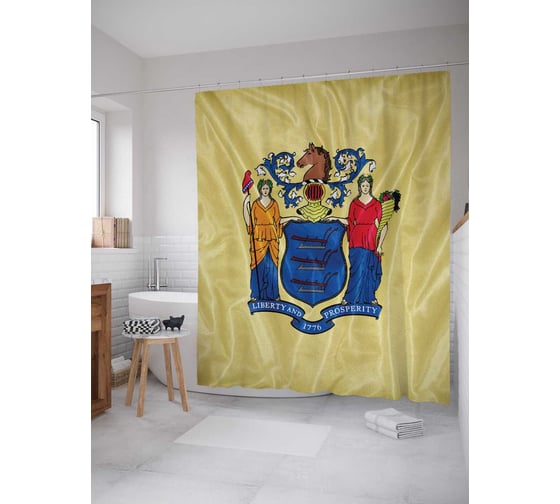 Штора (занавеска) для ванной JoyArty "Свобода и процветание" из сатена, 180х200 см с крючками, sc_11189 1