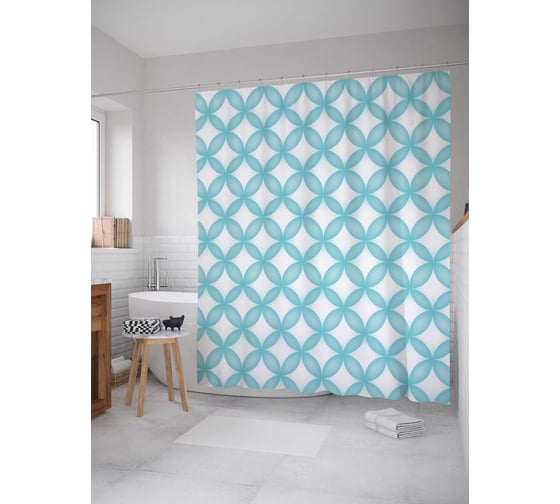 Штора (занавеска) для ванной JoyArty "Узоры с кругами" из сатена, 180х200 см с крючками, sc_15744 1