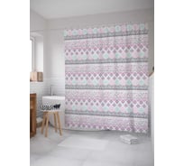 Штора (занавеска) для ванной JoyArty "Полосатые повторы" из сатена, 180х200 см с крючками, sc_29564