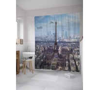 Штора (занавеска) для ванной JoyArty "Величие эйфелевой башни" из сатена, 180х200 см с крючками, sc_11326