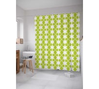 Штора (занавеска) для ванной JoyArty "Цветочная химия" из сатена, 180х200 см с крючками, sc_29556