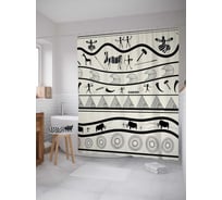 Штора (занавеска) для ванной JoyArty "Африканские караваны" из сатена, 180х200 см с крючками, sc_16826