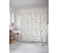 Штора (занавеска) для ванной JoyArty "Волнистые завитки" из сатена, 180х200 см с крючками, sc_13541