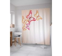 Штора (занавеска) для ванной JoyArty "Волшебство бабочек" из сатена, 180х200 см с крючками, sc_13612