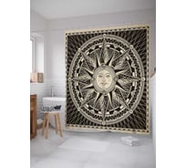 Штора (занавеска) для ванной JoyArty "Средневековое солнце" из сатена, 180х200 см с крючками, sc_2952