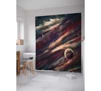 Штора (занавеска) для ванной JoyArty "Близкие планеты" из сатена, 180х200 см с крючками, sc_15663