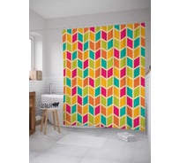 Штора (занавеска) для ванной JoyArty "Веселые ромбы" из сатена, 180х200 см с крючками, sc_11625
