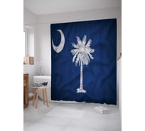 Штора (занавеска) для ванной JoyArty "Флаг с пальмой" из сатена, 180х200 см с крючками, sc_11193