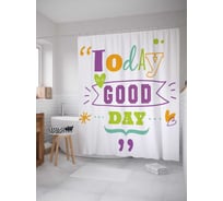 Штора (занавеска) для ванной JoyArty "Хороший день сегодня" из сатена, 180х200 см с крючками, sc_11098