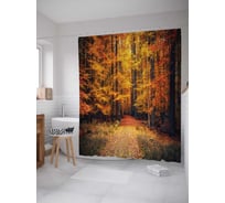 Штора (занавеска) для ванной JoyArty "Дорога в лесную гущу" из сатена, 180х200 см с крючками, sc_15757