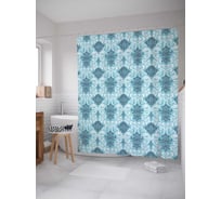 Штора (занавеска) для ванной JoyArty "Волнистая растительность" из сатена, 180х200 см с крючками, sc_13195